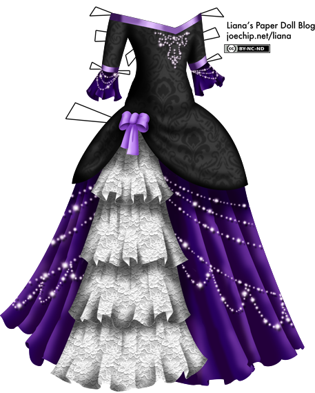 Masquerade Gown with Black Velvet Bodice, White Lace, Purple Skirt ...