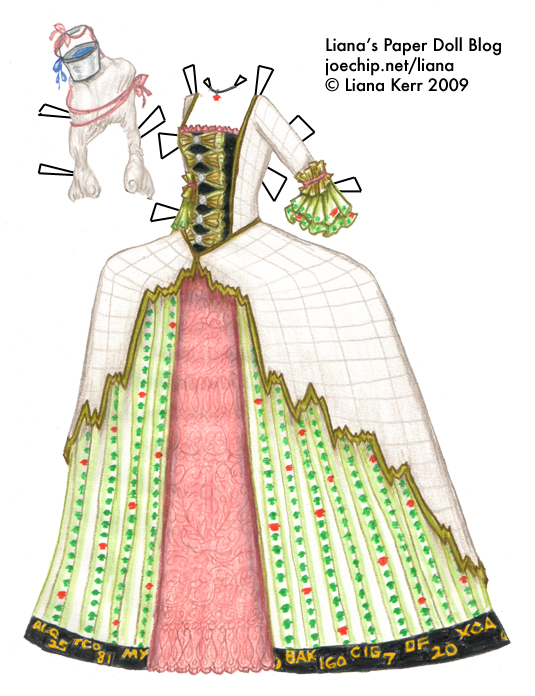 Recession Themed Robe A La Anglais In White And Green With Pouf A La Bailout Liana S Paper Dolls
