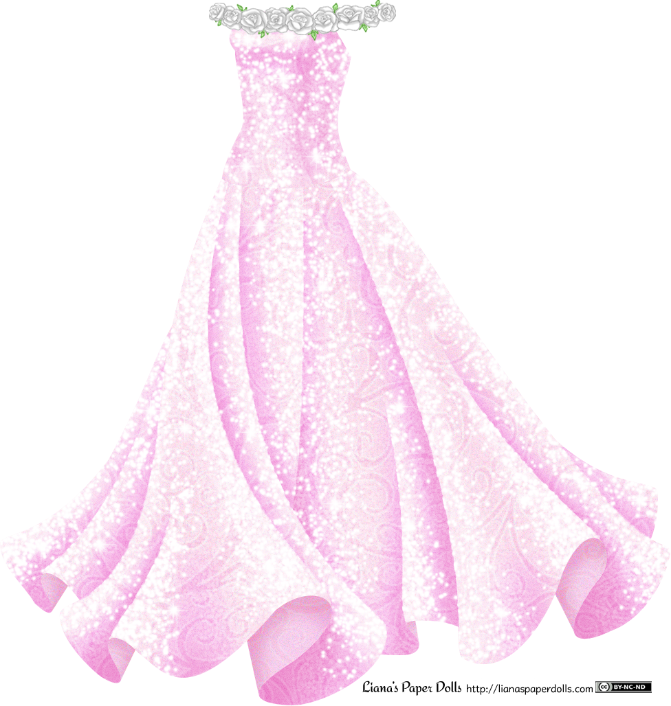 Sparkly Pink Gown with White Roses Liana s Paper Dolls